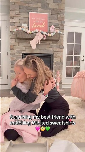 SURPRISING MY BEST FRIEND WITH WICKED SWEATSHIRTS 🥹🩷💚 ‪@Caitlyn_Desiree1‬ #trend #wicked #surprise