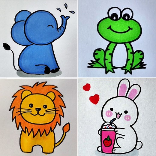 🎨🐾 Adorable Animal Cartoon Drawing Tutorial for Kids | Easy Step-by-Step Guide for Young Artists | Simple Drawings