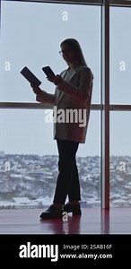 Professional business office communication. Busy pretty lady in modern office. Vertical video Stock Video Footage - Alamy