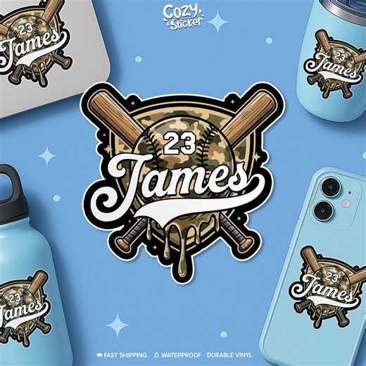 Custom Camo Baseball Drip Sticker, Personalized Baseball Sports Drip Name Number Vinyl Sticker Laptop Decal Water Bottle Gift - Etsy