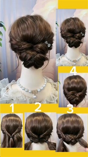 Twisted Low Bun Updo Super Easy and step by step guide hairstyle
