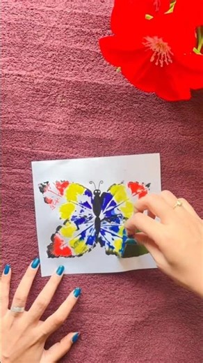 Butterfly painting with leaf idea#art #diy #youtubeshorts #craft #painting #butterfly #creative