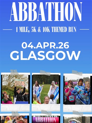 🚨 LAST CHANCE, GLASGOW! 🚨 Abbathon is heading to Glasgow Green on 4th April 2026 and tickets are close to selling out. If you’ve been thinking about joining us, now is the time to grab your place before they’re gone! 🕺💃 Whether you run, jog or walk, Abbathon is all about music, fun and an incredible atmosphere with hundreds of ABBA fans singing their way around the course. 🎶🏃‍♀️ ✨ What’s included: • Live ABBA tribute performance & warm-up • DJ and sound team • Music guides out on course ke