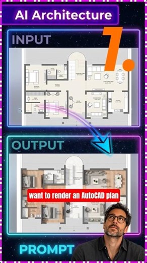 AI Architecture Pt. 1: AutoCAD Plan ➔ Photo-Real (Nano Banana) #shorts