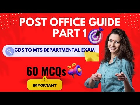 POST OFFICE GUIDE PART 1: 60 IMP MCQs || GDS to MTS Departmental Exam Career Post