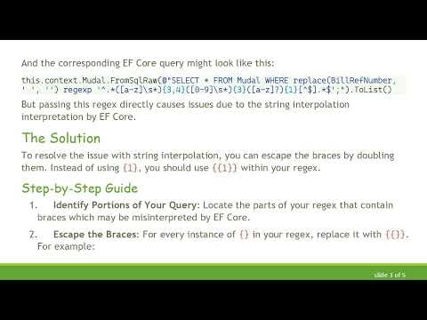 Mastering REGEX with String Interpolation in EF Core