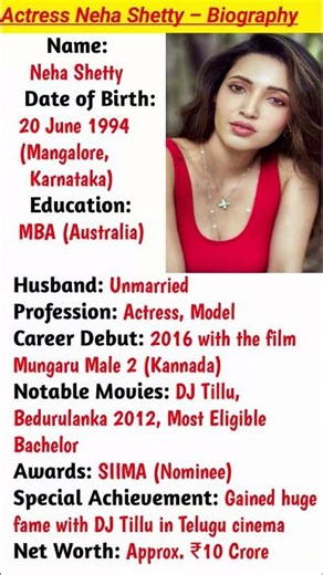 Neha Shetty Success Story 🌟 From Mangalore to SIIMA Awards"