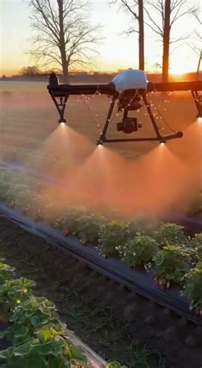 Drone Watering Strawberry Farm 🍓🚁 Smart Farming in Action #agriculture #strawberry