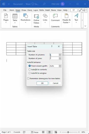 How to Create Table in MS Word Tamil #shorts