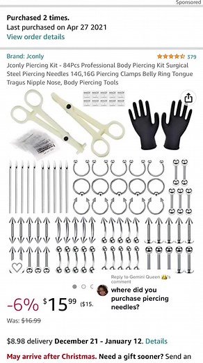 Smiley Piercing Kit - Amazon Piercing Set and Equipment