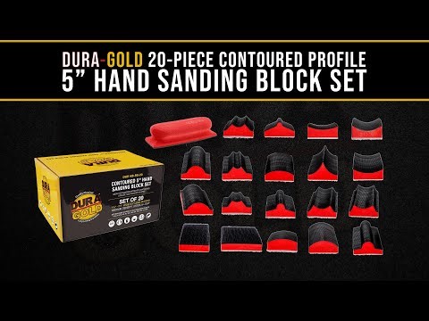 20-Piece Contoured Profile 5" Hand Sanding Block Set with 40 Sheet Hook & Loop Sandpaper Kit