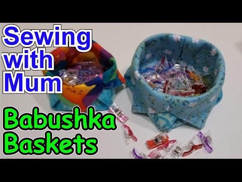 How to sew Stackable fabric storage baskets with mum. Beginner sewing just two squares of fabric