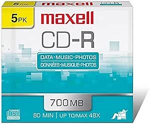 Maxell Slim Polycarbonate Substate 700Mb 80 Min CD-Recordable Slim Jewel 5 Pack