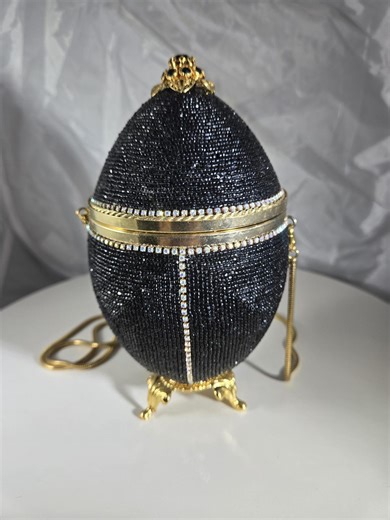 Black Seed Bead Emu Egg Purse Box – Fabergé-style Beaded Egg Clutch, Luxury Keepsake Jewelry Holder - Etsy