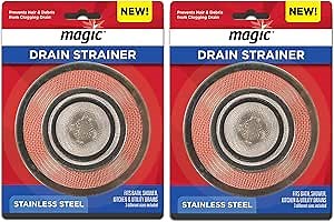 Magic Stainless Steel Sink Strainer - 3 Different Sizes Included (2 Pack) - Drain Filter Strainer Basket - Fits Bath Shower Kitchen & Utility Drains