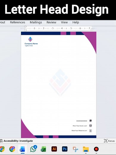 Professional Letterhead Design in MS Word Tutorial