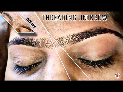 UNIBROW | THREADING EYEBROW | HEAVY GROWTH HAIR UNIBROW Threading Tutorial ‪@RitaBhatia‬