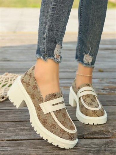 Women's Platform & Wedge Slip-On Shoes, Metal Buckle Decor Loafers, Women's New High Heel Shoes, Mary Jane Shoes, School Style Shoes, New Loafers, Slip-On Shoes For Easy Wear, Office Lady Shoes, Plus Size Women's Shoes, Retro Embroidered Shoes | SHEIN