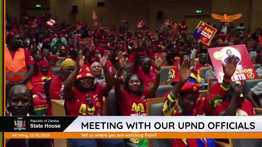 Rebroadcasting President Hakainde Hichilema interacting with Lusaka Province Party Officials at the Mulungushi International conference Centre . (C) UPND Media | UPND Zambia