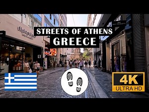 Streets of Athens, Greece, Walking Tour, [4K]