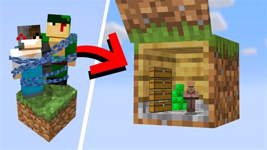 I Found a Villager Base on 1 Block Chained Together