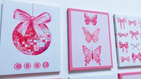 Framed Preppy Bows Wall Art, Pink Bow Girly Wall Decor for Bedroom Aesthetic, Preppy Bow Pictures for Girls Bedroom College(Ready to Hang, Set of 6, 8X10in, Framed)