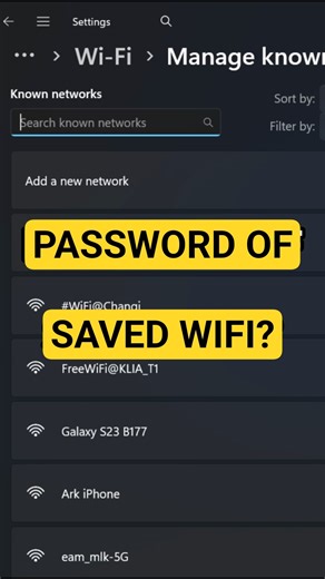 How to Show Saved WiFi Password on Windows (netsh Command) #shorts #windows