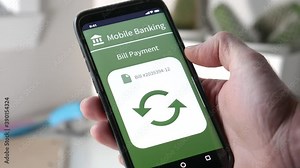 Using a mobile phone to pay for a bill using the online bank account. Banking online using a smartphone Stock Video