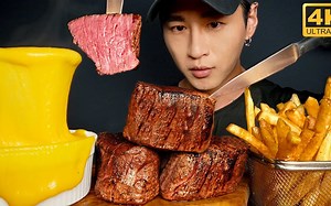 【Zach Choi 】吃播 菲力牛排&薯条&超拉伸芝士