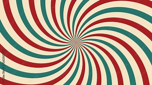 Circus animated rotation looped background of red and green lines stripe. Retro motion graphic sun beam ray. Vintage fun fair burst. Carnival abstract circle