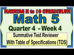 Math 5 Quarter 4 Week 4 Summative Test Reviewer with TOS