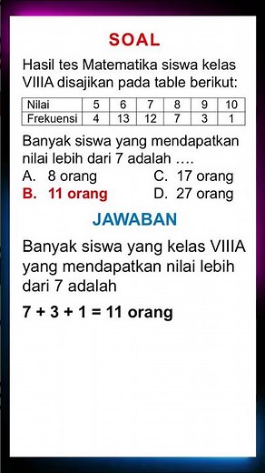 Soal Statistika Kelas 8 #shorts