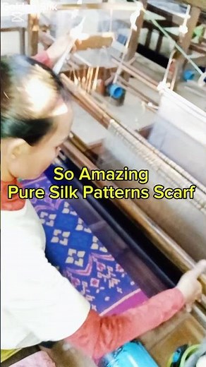 How Cambodian traditional pure silk textiles - how to weaving silk scarf for complicated patterns.