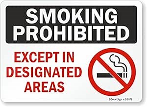 SmartSign “Smoking Prohibited - Except in Designated Areas” Sign | 10" x 14" Aluminum