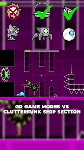 GD GAME MODES VS CLUTTERFUNK SHIP #geometrydash #gd