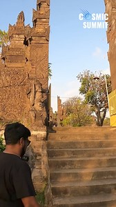 8.7K views · 128 reactions | Exploring a strange temple in Bali, we come across an intriguing carving that resembles a bicycle—but could it really be one? With ornate details like a flower-shaped back wheel and complex symbols, this mysterious carving raises questions about its true meaning. Is it an ancient representation of a bike, or does it hold a deeper symbolic significance in Hindu culture, perhaps as an endless knot or another sacred symbol? | Cosmic Summit | Facebook