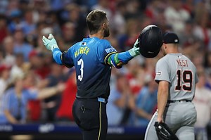 Bryce Harper Ejected Over Controversial Check Swing Before Phillies' 5-4 Comeback vs Tigers