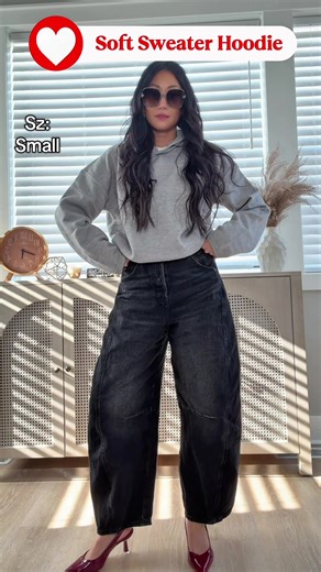 This is a SWEATER hoodie. I’ve been looking for the perfect top to wear under a black leather jacket or coat🖤 #sweaterweather #outfitideas #outfitinspo #ootd #fyp