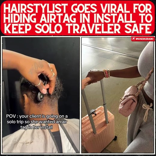 Hairstylist chips clients install with AirTag for extra security on solo trip 😮‍💨 Thoughts on this ⁉️⬇️ #hairstylist #airtag #solotrip 🎥 @the prettiest ❤️‍🔥