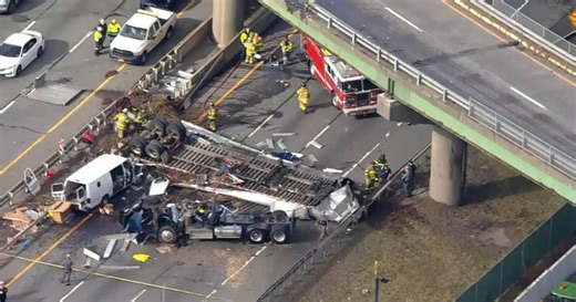 1 dead after tractor-trailer drives off overpass onto van on I-287