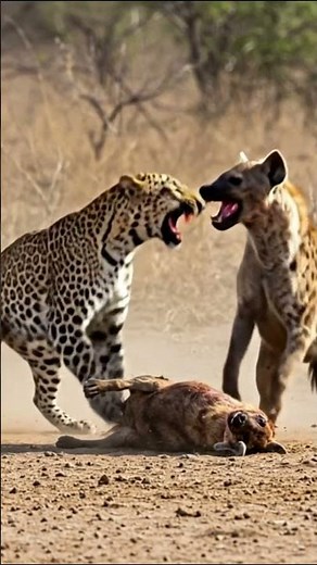 Savage Predator Battle Leopard vs Hyena Fight in the Wild #wildanimals #animalworld #leopard