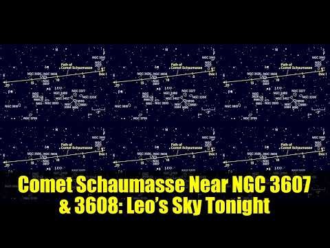 Comet Schaumasse Near NGC 3607 & 3608: Leo’s Sky Tonight | Geminids Peak