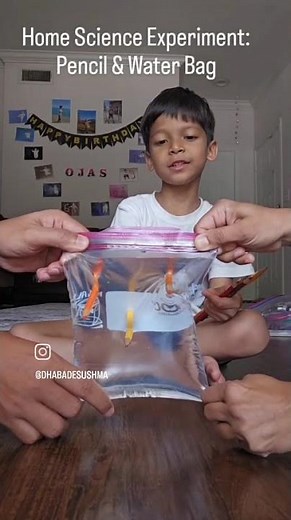 Home Science Experiment - The water bag and pencil experiment - #LeakproofBag#ScienceExperiment