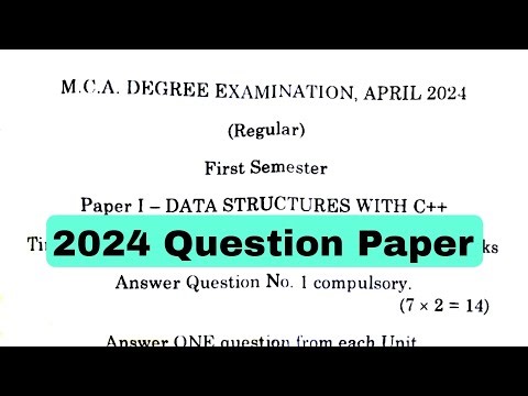 1sem MCA Data Structures with C++ Question Paper 2024 Exams MCA 1st Semester Exams Preparation 2025