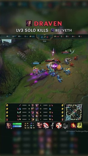 Draven LV3 SOLO KILLS Bel'Veth | VN Grandmaster Patch 26.15 #shorts