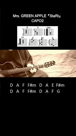Mrs. GREEN APPLE『StaRt』ギターコード【弾き語りサビ練習用/歌詞】#Shorts