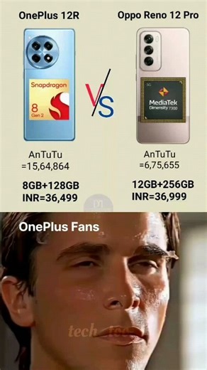 tech_too_ on Instagram: "One plus 12r 🆚 Oppo reno 12 pro #oneplus12r #opporeno12pro #instagramreels #trendingreels #viralreels #reelsinstagram #reels #funnyreels #memes #funnymemes"