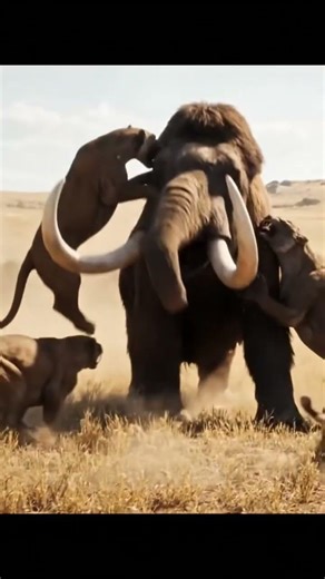 How Ancient Lions Hunted Giant Mammals #AncientLion #PrehistoricAnimals #LionHunt #Wildlife #shorts