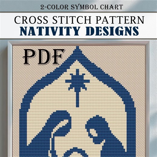 Nativity Cross Stitch Pattern Bundle: 8 Elegant Religious Silhouette Designs, Modern Christmas Embroidery PDF, Symbol Charts With Color Key - Etsy