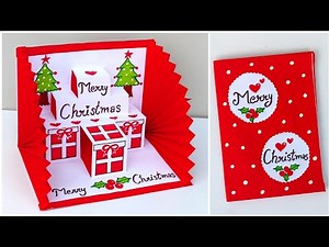 DIY Merry Christmas pop up card 2025 || Handmade Christmas card making || Easy Christmas card 🌲🎅🏻